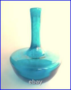 Blenko Turquoise Glass Decanter 6615 Joel Meyers MCM Vintage 1965 No Stopper EUC