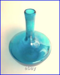 Blenko Turquoise Glass Decanter 6615 Joel Meyers MCM Vintage 1965 No Stopper EUC