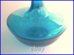 Blenko Turquoise Glass Decanter 6615 Joel Meyers MCM Vintage 1965 No Stopper EUC