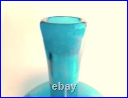 Blenko Turquoise Glass Decanter 6615 Joel Meyers MCM Vintage 1965 No Stopper EUC