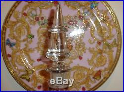 Blenko Vintage Crackle Glass Decanter With Xmas Tree Tear Drop Stopper