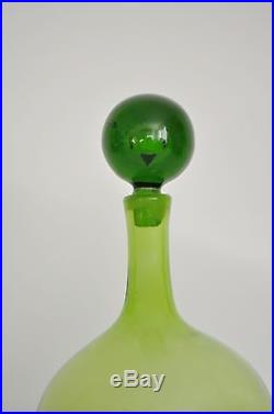 Blenko Vtg Mid Century Modern Green Art Glass Decanter Stopper 654 Myers Husted