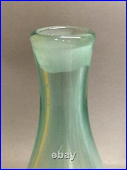 Blenko Wayne Husted 1954 5416 Flame Lobster Claw Aqua Blue Glass Decanter Vtg