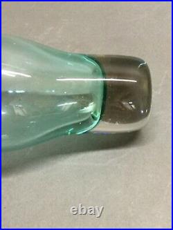 Blenko Wayne Husted 1954 5416 Flame Lobster Claw Aqua Blue Glass Decanter Vtg