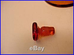Blenko Winslow Anderson Yellow to Amber Glass Bent Neck Decanter with Stopper Vtg
