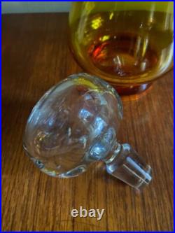 Blenko vintage glass decanter collectable red yellow with clear glass stopper