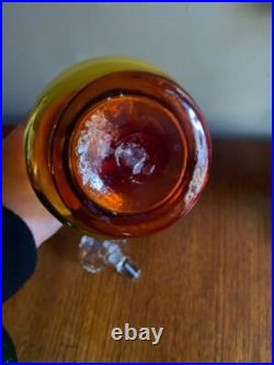 Blenko vintage glass decanter collectable red yellow with clear glass stopper
