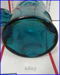 Blue 10 Tall Made In Italy Decanter Bottle With Stopper Bubbled glass Vintage