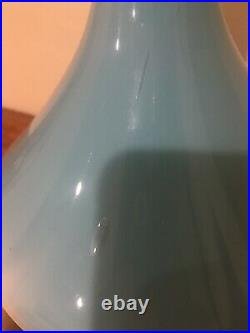 Blue Cased Genie Bottle Ships Decanter Mcm Glass Italy Vintage Hand Blown Empoli