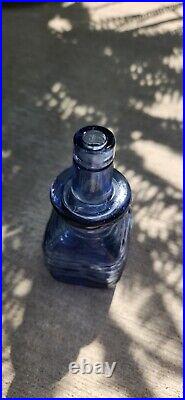 Blue Genie Bottle Decanter 1960s Italian Empoli Vintage MCM Textured Glass Wow