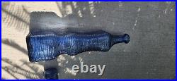 Blue Genie Bottle Decanter 1960s Italian Empoli Vintage MCM Textured Glass Wow