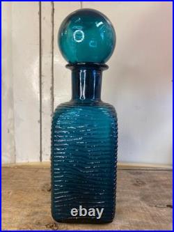 Blue Glass Decanter Vintage Italian Art Glass