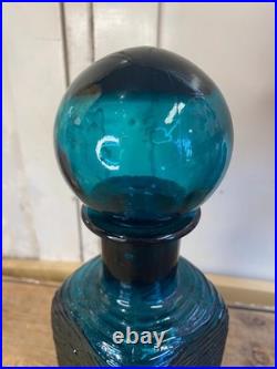 Blue Glass Decanter Vintage Italian Art Glass