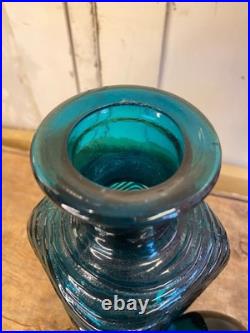 Blue Glass Decanter Vintage Italian Art Glass