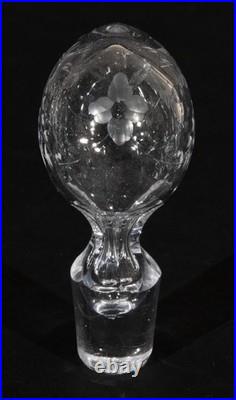 Boda Floral Crystal Cordial Decanter & Stopper with 10 Glasses Vtg Signed