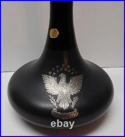 Bohemia Glass Silver Bald Eagle Decanter Bottle Dark Purple Bicentennial Vintage