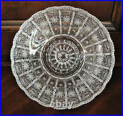 Bohemian Czech Vintage Crystal 10 Round Bowl Hand Cut Queen Lace 24% Lead Glass