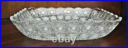 Bohemian Czech Vintage Crystal 11 Square Bowl Hand Cut Queen Lace 24%Lead Glass