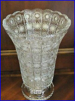 Bohemian Czech Vintage Crystal 12 Tall Vase Hand Cut Queen Lace 24% Lead Glass