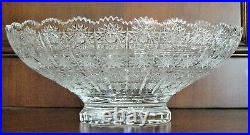 Bohemian Czech Vintage Crystal 13 Round Bowl Hand Cut Queen Lace 24% Lead Glass