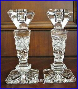 Bohemian Czech Vintage Crystal 6.2 Tall Candle Stick Pair Hand Cut 24% Lead