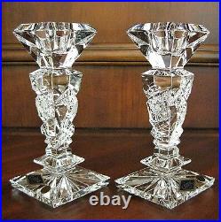 Bohemian Czech Vintage Crystal 6.2 Tall Candle Stick Pair Hand Cut 24% Lead