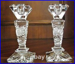 Bohemian Czech Vintage Crystal 6.2" Tall Candle Stick Pair Hand Cut 24% Lead 