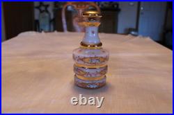 Bohemian Peach Orange White Background Floral Gold Vintage Hand Painted Decanter