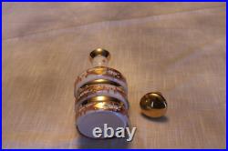 Bohemian Peach Orange White Background Floral Gold Vintage Hand Painted Decanter