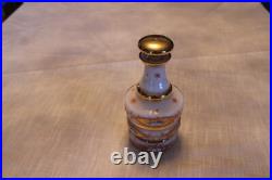 Bohemian Peach Orange White Background Floral Gold Vintage Hand Painted Decanter