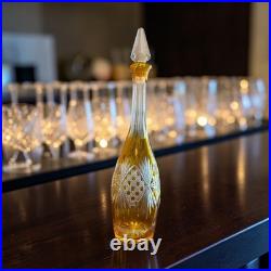Bohemian Vintage Amber Flashed Cut Crystal Medium Decanter Elegant Collection