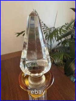 Bohemian Vintage Amber Flashed Cut Crystal Medium Decanter Elegant Collection