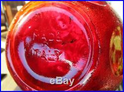 Brilliant Retro Vintage Red Moon Italian Art Glass Genie Bottle Decanter Stopper