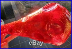 Brilliant Retro Vintage Red Moon Italian Art Glass Genie Bottle Decanter Stopper