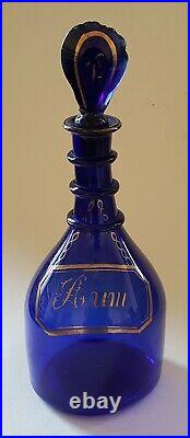 Bristol blue glass vintage Georgian antique Rum decanter