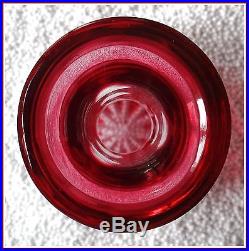CRANBERRY RED PINK Decanter CUT TO CLEAR CRYSTAL Lausitzer GERMANY Pinwheel Star