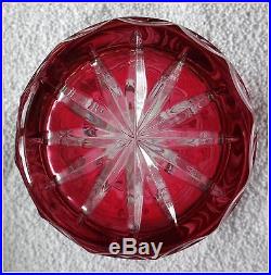 CRANBERRY RED PINK Decanter CUT TO CLEAR CRYSTAL Lausitzer GERMANY Pinwheel Star