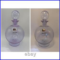 Carlo Moretti Murano Glass Decanter Purple Orb Stopper Made in Italy Vintage