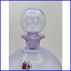 Carlo Moretti Murano Glass Decanter Purple Orb Stopper Made in Italy Vintage