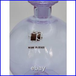 Carlo Moretti Murano Glass Decanter Purple Orb Stopper Made in Italy Vintage