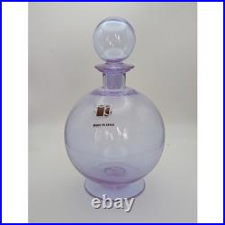 Carlo Moretti Murano Glass Decanter Purple Orb Stopper Made in Italy Vintage