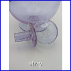 Carlo Moretti Murano Glass Decanter Purple Orb Stopper Made in Italy Vintage