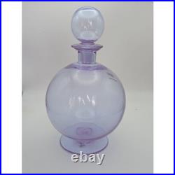 Carlo Moretti Murano Glass Decanter Purple Orb Stopper Made in Italy Vintage