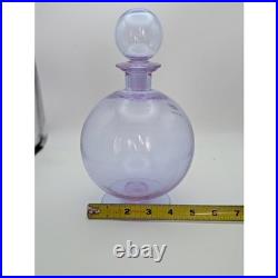 Carlo Moretti Murano Glass Decanter Purple Orb Stopper Made in Italy Vintage