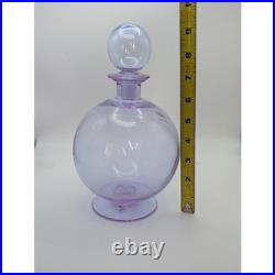 Carlo Moretti Murano Glass Decanter Purple Orb Stopper Made in Italy Vintage
