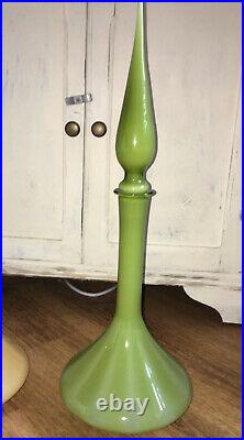 Cased green Empoli Ships Decanter Genie Bottle Glass 1960s Vintage MCM