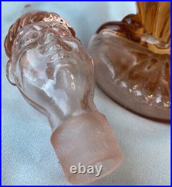 Clown Jester Decanter Depression Pink Glass, Very Unique And Rare! Vintage