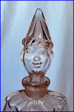 Clown Jester Decanter Depression Pink Glass, Very Unique And Rare! Vintage