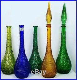 Collection Of 11 Mid Century Vintage Rossini Empoli Italian Glass Decanters