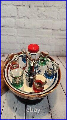 Cool Vintage Retro Mid century bowling ball decanter set 6 shot glasses mcm